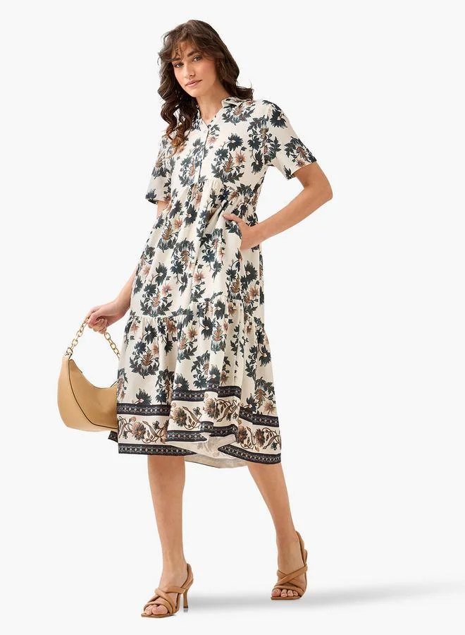 سبلاش فيڤ Floral Print Tiered Women Dress with Pocket